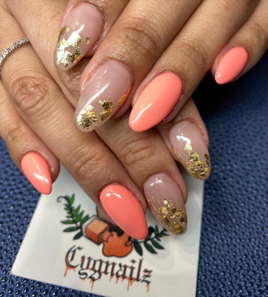 summer coral nails