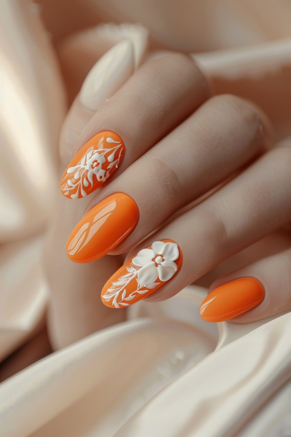 summer orange nails