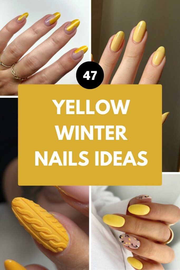 pinterest image to save ideas for yellow winter nails